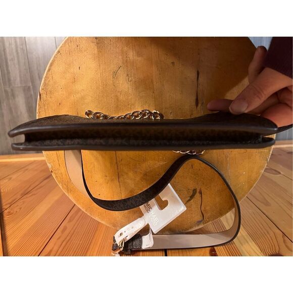 Michael Kors Chocolate Brown Signature Pull Chain Waist Belt Bag Size M nwt - Picture 7 of 9